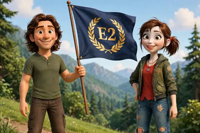 Mike and Sally with the E2 flag