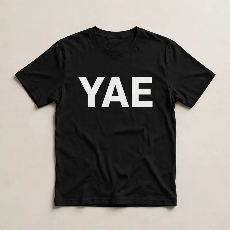 Black E2 t-shirt with YAE in white letters