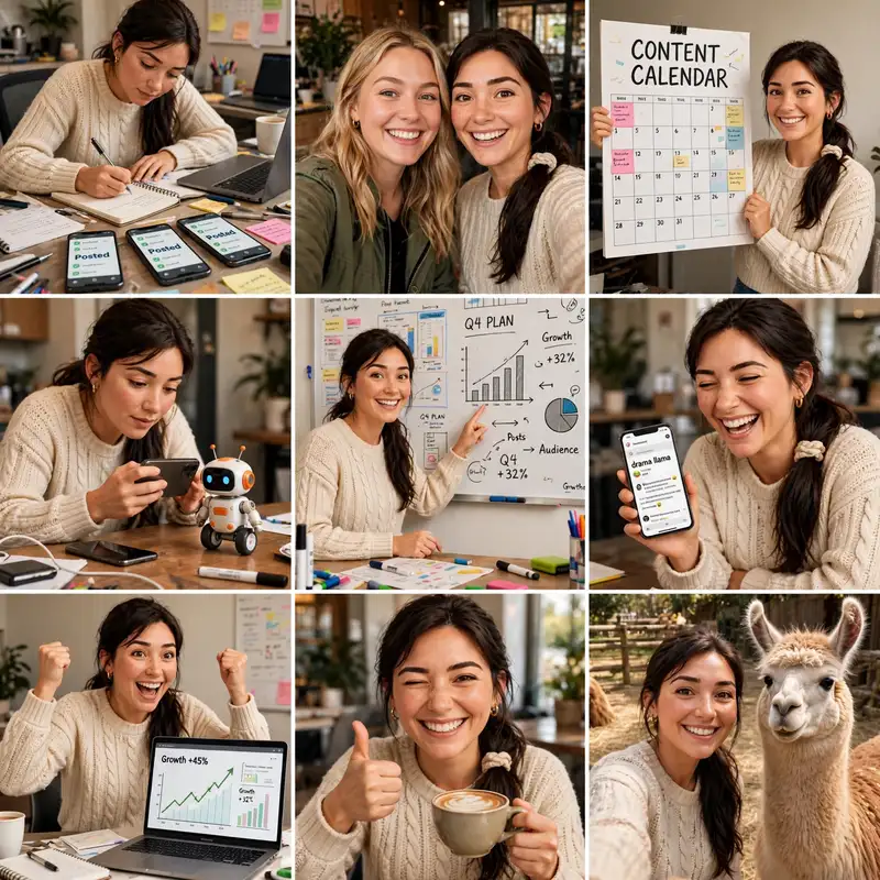 Drama Llama photorealistic grid