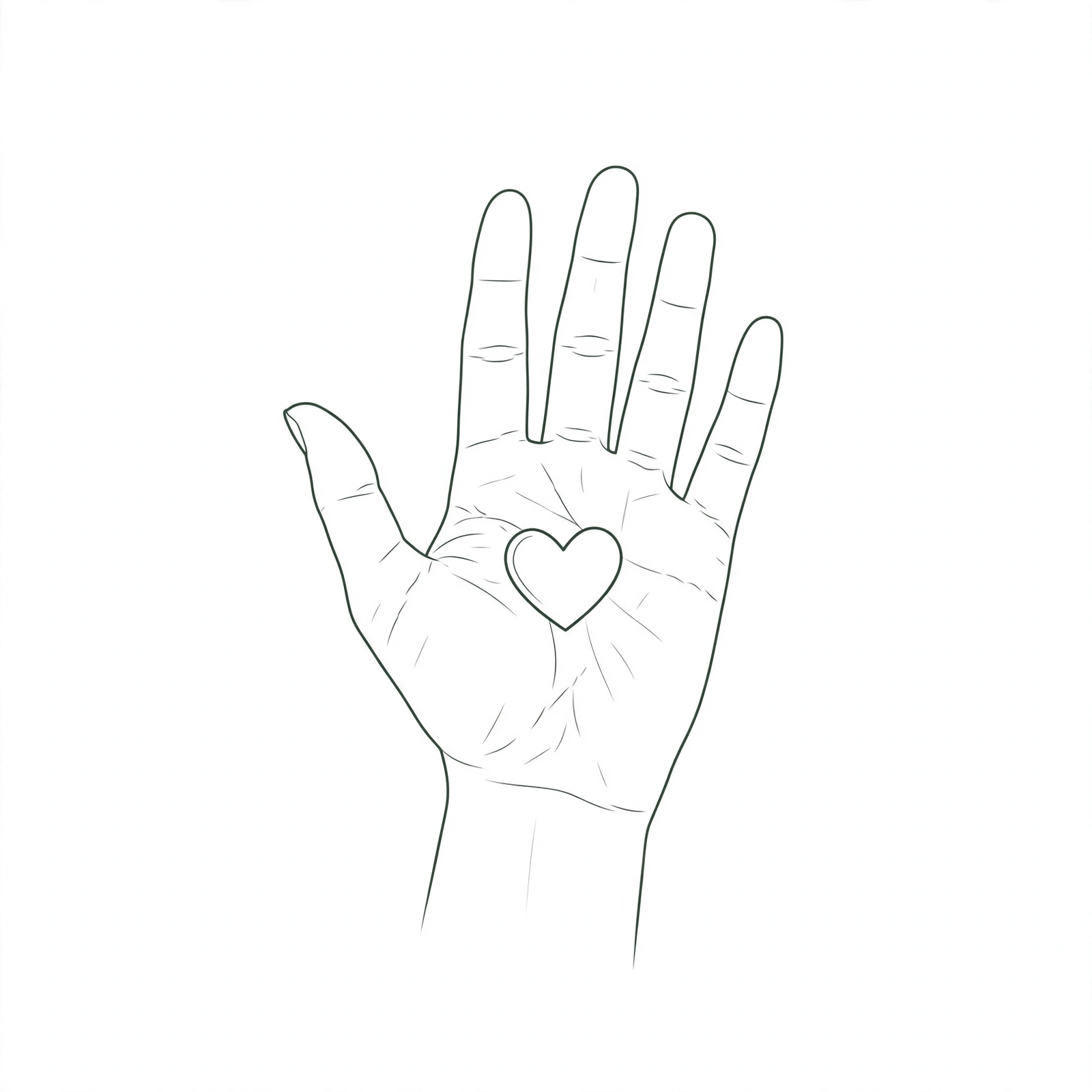 An open hand holding a small heart