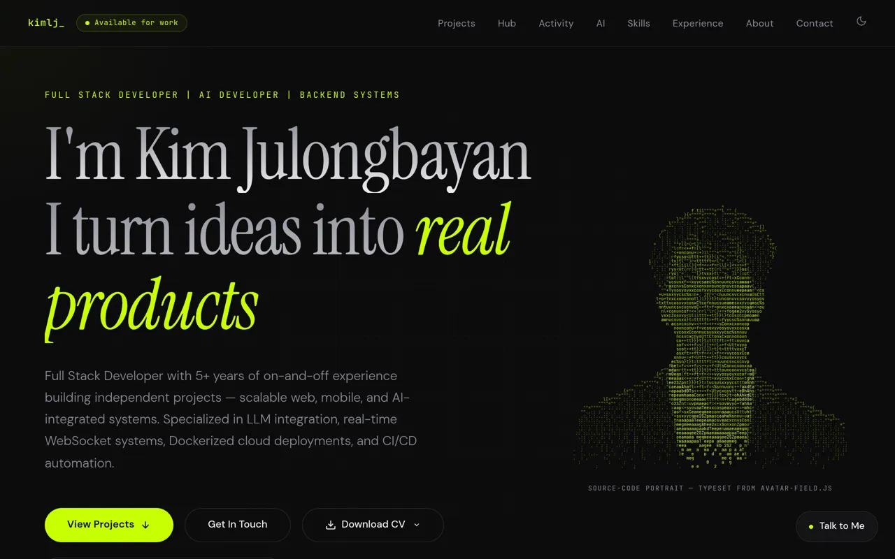 A portfolio site built by Kim Julongbayan