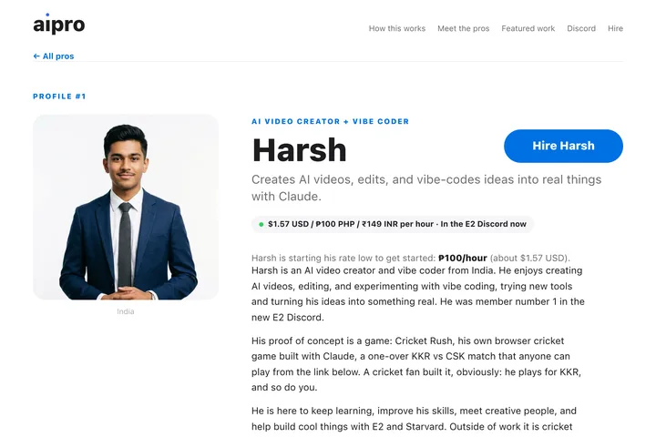 Preview of Harsh's AiPro listing