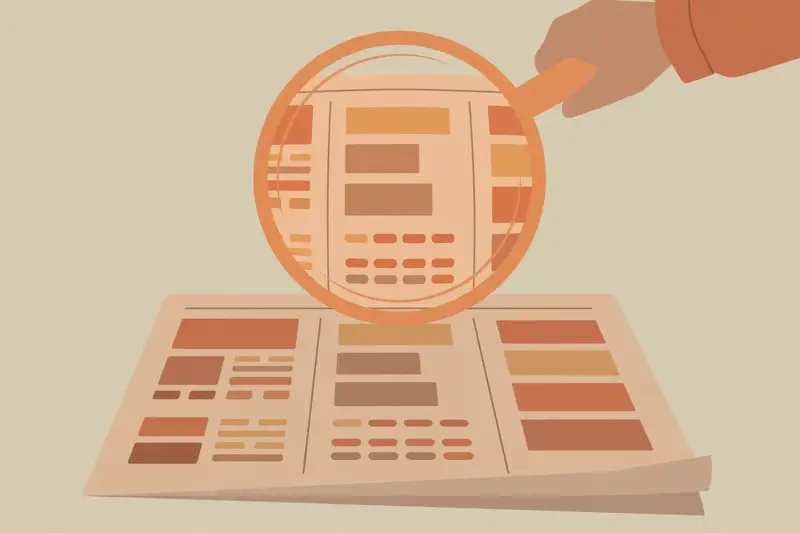 A magnifying glass held over a newspaper page