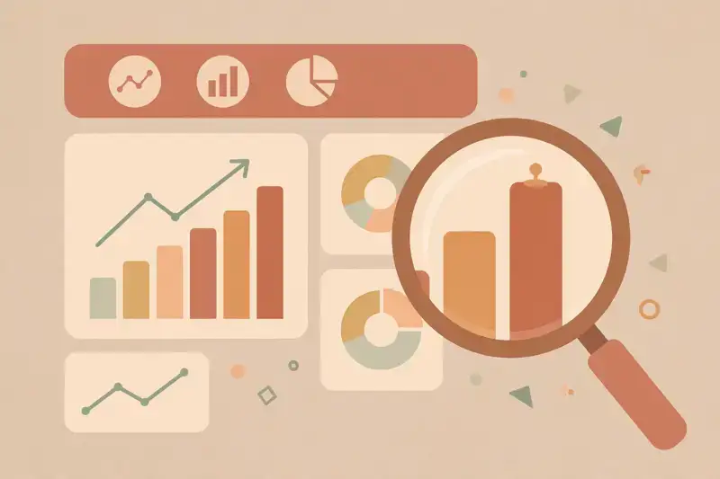 Analytics dashboard showing click-through rate and retention graphs